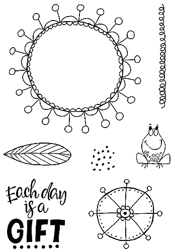 Woodware Jane Gill-Petal Doodles Stamp set-It's A Gift, 4 x 6 inches, Clear