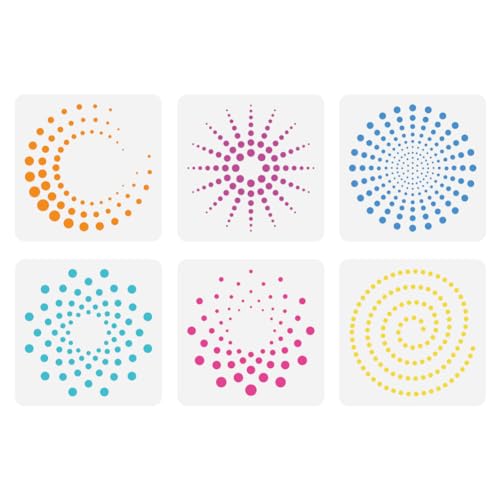 FINGERINSPIRE 6Pcs Pochoir à Points Circulaires pour Peindre 15x15cm Modèles de Dessin à Petits Points Motif de Fleurs Rondes Pochoir de Peinture Modèles...