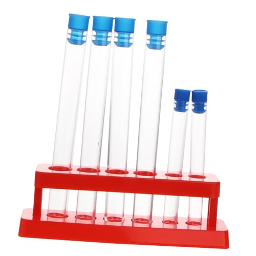 BAZEITFLOW Tubos de Ensayo de Plástico con Tapones y Soporte de Organizador Transparente para Experimentos Científicos y Enseñanza Educativa Segura Color Aleatorio Color Aleatorio