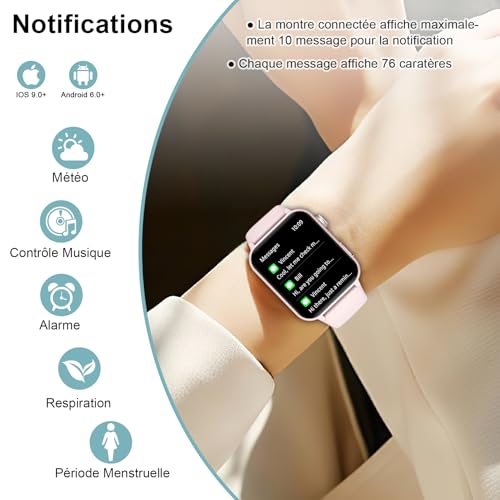 IOWODO smartwatch heren dames, 1,85 inch smart fitnesshorloge, Bluetooth-oproepen, stemassistent, hartslagmeter/slaap/SpO2, 100 sportmodi, smartwatch-horloge voor Android iOS - Afbeelding 6