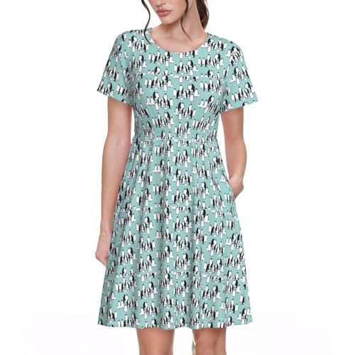 Robe pingouins légère de vacances et bureau pour femme