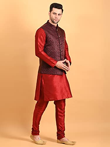 Image of Uri and MacKenzie Men's Silk Blend Kurta Pajama with Designer Ethnic Nehru Jacket /Modi Jacket