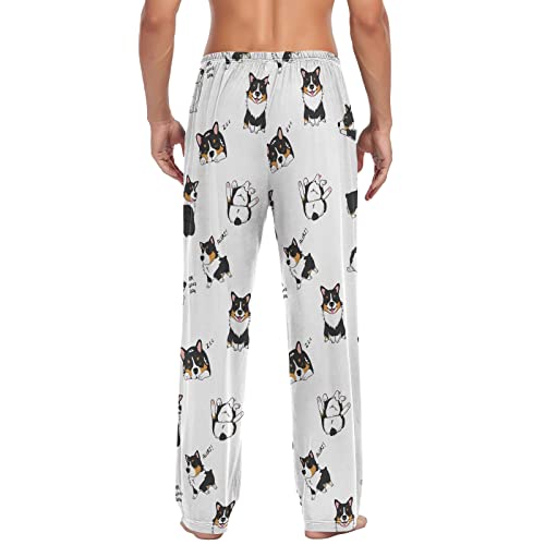 Pembroke Welsh Corgi Tricolor Dog Men's Pajama Pants Sleepwear Lounge Pajama Bottoms2