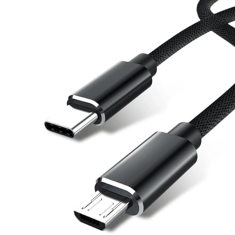 USB C to Micro USB Cable 3.3FT Nylon Braided, Micro USB Cable PS4 Controller Charger, 2.4A Charging&480Mbps Data Transmission, for Type C Wall Chargers/PS4/Xbox One/Old Kindle/Android