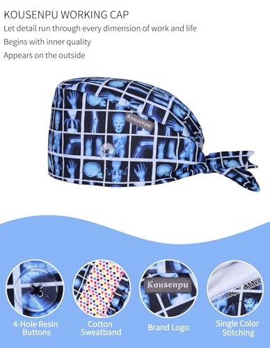 Image of Kousenpu Scrub Caps for Men, Adjustable Surgical Cap, Breathable Medical Hat for Doctors, Nurses & Healthcare Professionals