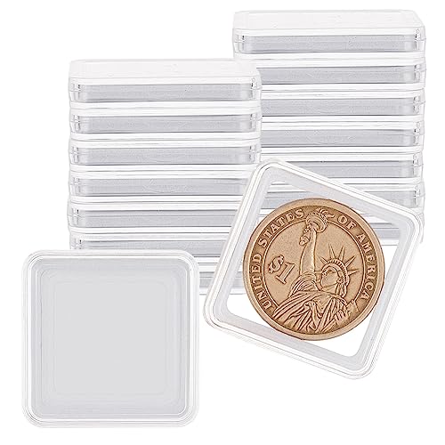 FINGERINSPIRE 60pcs 30mm Moneta Capsule 5 Dimensioni 17/20/25/27/30mm Bianco Proteggere Guarnizione Porta Monete Cassa Quadrato Raccoglitore Scatola di Immagazzinaggio Capsule per la Raccolta