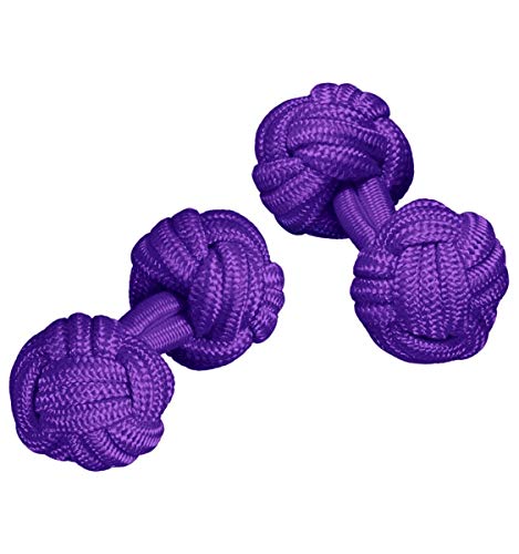 JOSVIL Gemelos de pasamanería elásticos con forma redonda de bola en color Morado Cardenal. Gemelos en forma de nudo elegantes. Ideal para regalo Cover