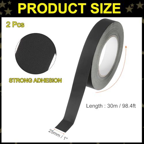 Image of MECCANIXITY Insulating Acetate Cloth Adhesive Tape, 1in x 98ft Black Electrical Heat Resistant Fabric Tape with Paper for Laptop Electric Automotive Guitar Repair Wire Harness, 2Pcs