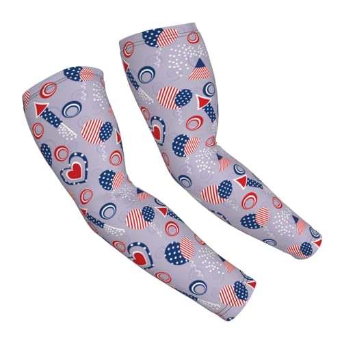 Salelf Independence Day Arm Sleeves Cooling UV Sun Protection Sports Compression Sleeves for Men Women Golf Basketball Arm Sleeves