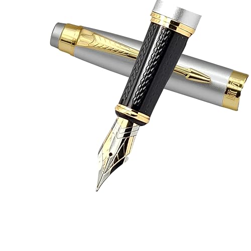 Image of Venti Fountain Pen - Metal Luxury Pen, Schmidt Nib (Medium), Best Pen Gift Set for Men & Women, Professional, Executive, Office, Nice Pens,Return Gift (F102-Golden)