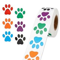 500 Pcs Paw Print Stickers, 1 Inch Colorful Cute Paw Stickers Puppy Dog Print Label Roll Self-Adhesive Dog Cat Sticker for Kids, Birthday Gifts, Party Decoration, Envelope Seals, Cards Gift Wrapping