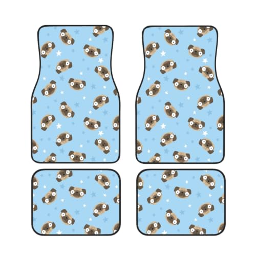 Alfombrillas de coche antideslizantes para evitar suciedad con diseño de perro pug