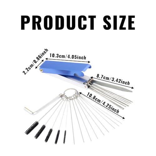 Image of Carburetor Cleaning Kit, Carburetor Tool Kit, Stainless Steel 13 Cleaning Wires Set + 5 Nylon Brushes + 10 Cleaning Needles +1 Throttle Wrench, Torch Tip Cleaner for Motorcycle ATV Welder Carb
