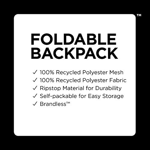 Brandless Foldable Backpack - Travel Essentials | Breathable Mesh Straps & Pockets | 100% Recycled Polyester | Eco-Friendly | Sustainable Travel | Minimalist Design with YKK Zipper3