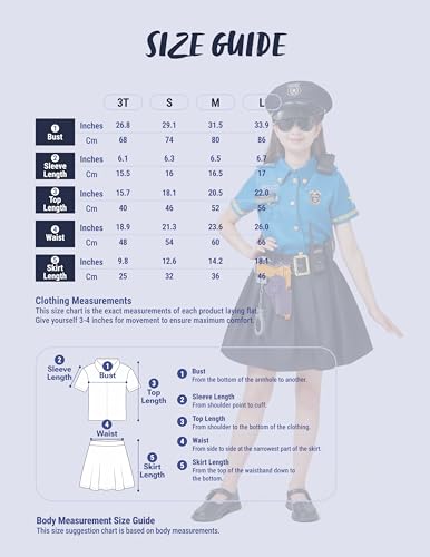 Disfraz de policía azul para niñas, talla grande miniatura 6