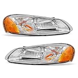 for 2001 2002 2003 2004 2005 2006 Dodge Stratus Headlight Compatiable with 2001-2003 Chrysler Sebring Chrome Housing Amber Reflector Headlamp Replacement Driver and Passenger Side