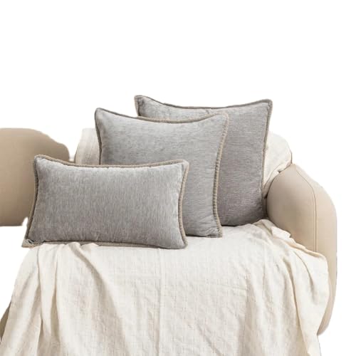 Housse de coussin en chenille douce grise 50x50 cm pour canapé - 2