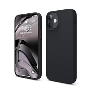 elago Liquid Silicone Case Compatibel met iPhone 12 Mini Hoesje (5,4″) – Vloeibaar Siliconen Beschermhoes, Complete Bescherming: 3-laags Schokbestendig (Zwart)