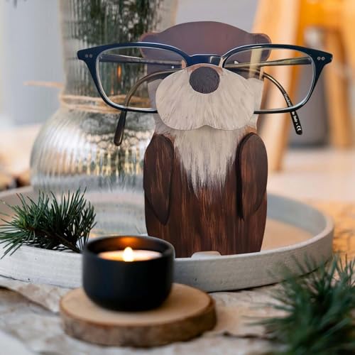 Wooden Animal Glass Holder, Handmade Cute Eyeglass Holder, Sunglasses Display Stand, Nightstand & Desktop Wooden Crafts Glasses Display Rack, Unique Gifts for All Ages, Home Office Decor (D)