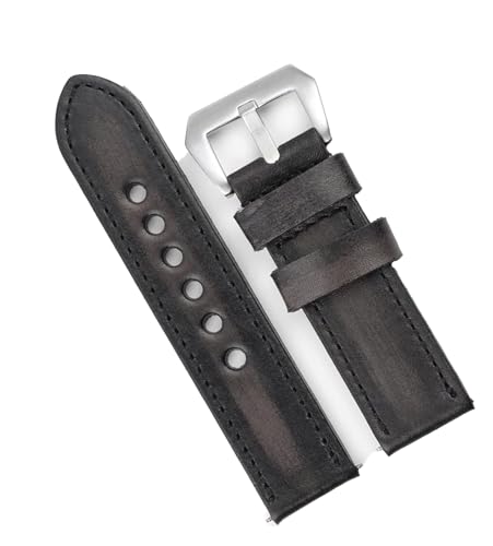 Correa de reloj de cuero vintage S3YT8U hecha a mano con hebilla de acero para hombre
