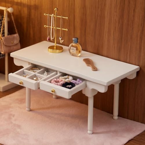 Mesa de madera 1:12 artesanal con cajoneras móviles 5