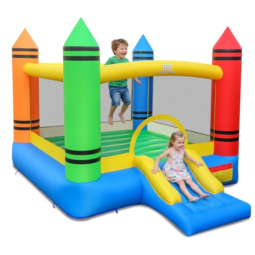 Costzon Inflatable Bounce House, 12ft L x 9ft W Party Castle Bouncy House for Kids 5-12, Jumping Castle with Slide, Large Jumping Area, Big Bounce House for Big Kids Backyard Indoor Outdoor Gifts