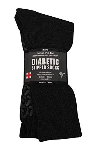 Personal Touch Diabetic Socks - Non Skid Hospital Loose Fitting Slipper Socks With Gripper Bottoms - 1 Dozen - Gripper Socks (9-11, Black) #TOP6