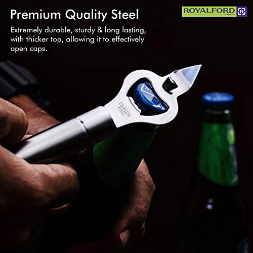 فتاحة زجاجات مصنوعة من الفولاذ المقاوم للصدأ من رويال فورد مع مفتاح كورش شوكة وفتاحة زجاجات، من الفلين، مع مقبض