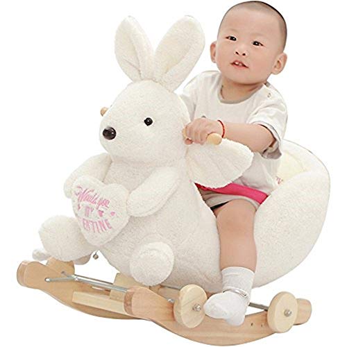 TGETBTTSR Schaukelpferd Kinderspielzeug Schaukelstuhl Schaukelpferd Musik Dual-Use-Massivholz Pferd Geschenk Spielzeug 1… – Bild 8