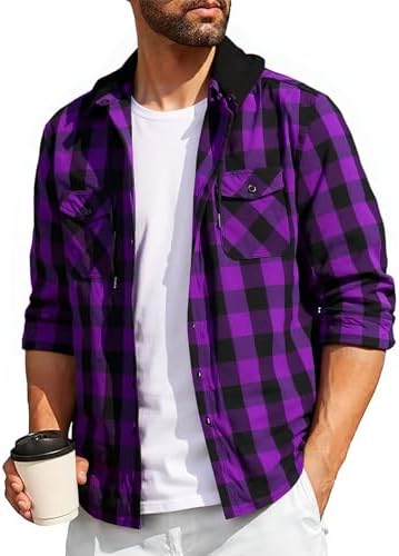 SwissWell Holzfällerhemd Herren Hemd Kariert Langarm Hemdjacke Männer Flanellhemd mit Kapuze Outdoor Holzfäller Jacke M-3XL