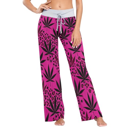 Pantalon de pyjama léopard violet femme GuoChe élégant en S