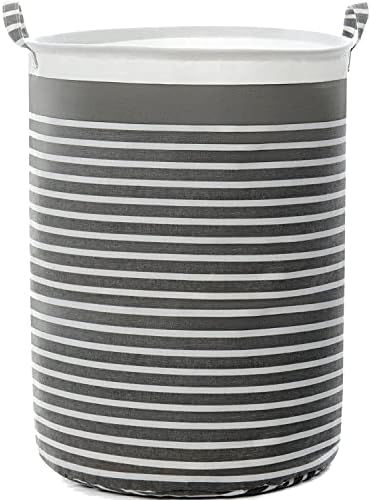 WEHUSE Waterproof Fabric Laundry Hamper Collapsible, 22 Inch Tall Grey Thickened Canvas Dirty Clothes Hampers for Bedroom, Kids Room Storage
