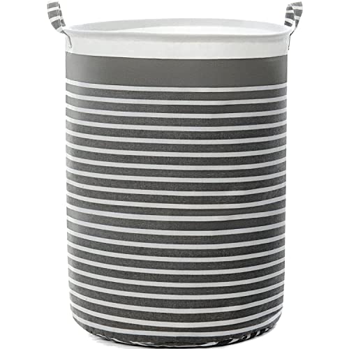 Wehuse Waterproof Fabric Laundry Hamper Collapsible, 22 Inch Tall Grey Thickened Canvas Dirty Clothes Hampers For Bedroom, Kids Room Storage #TOP2