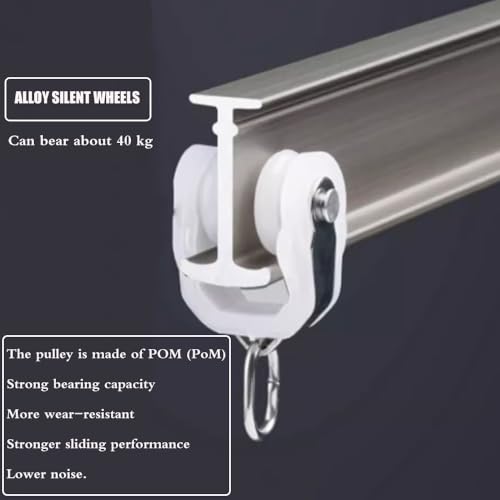 Riel de cortina de montaje en techo, sistema de riel de ventana flexible para duchas y separadores de habitaciones, montado en la pared con polea, ideal para arreglos de cortinas flexibles