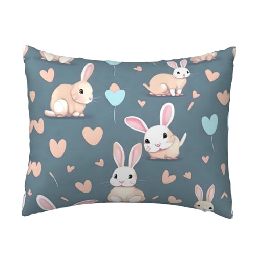 WBQLSL Cartoon Cute Bunny Printed Pillowcase - 16 * 20 inches, Invisible Zipper, Breathable and Soft Pillowcase,