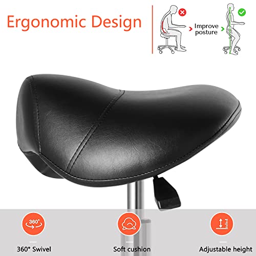Saddle Stool Chair-Ergonomic Saddle Stoolrolling Spa Salon, Massage, And Medical Office Chair With Swivel Wheels ,Black #TOP1