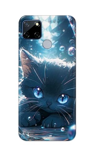 Image of Printed Hard Back Cover Case for Realme C12 Back Cover (Cute Cat) -1111