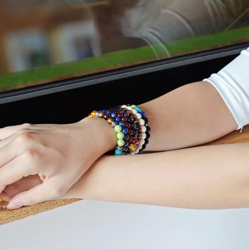 Eigso 7 Chakra Diffuser Bracelets Set for Women Men Reiki Healing Meditation Lava Rock Stone Beads3