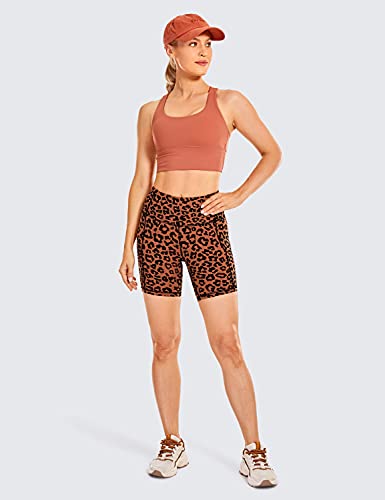 Crz Yoga Women's Naked Feeling Light Running Shorts With Pockets 6'' - High Waisted Compression Gym Biker Shorts Orange Yellow Leopard Print Xx-Small #TOP21