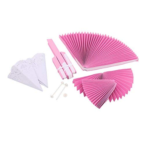 N/A Papier Party Hochzeit Fenster Wand Basteln Stoff Aufhängung Ventilator 16 Zoll Durchmesser 2 Stück Fuchsia