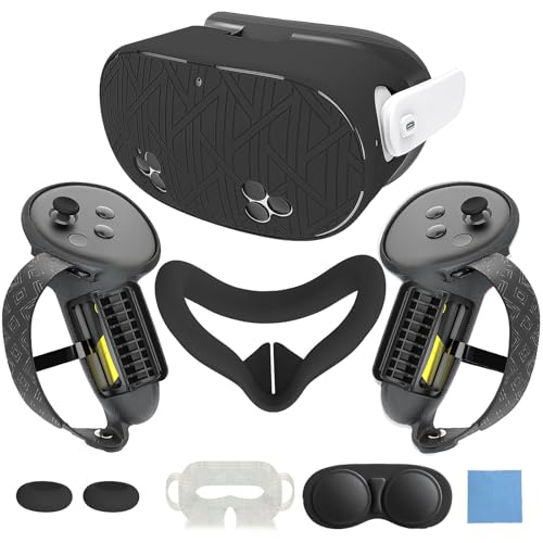MLemonVR Juego de fundas de silicona para Meta/Oculus Quest 3s, accesorios incluye funda de realidad virtual, cubierta de interfaz facial, cubierta de interfaz de batería mejorada, controlador de