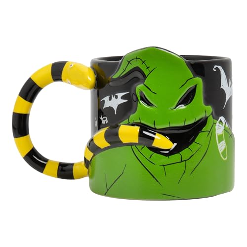 Paladone Tasse sculptée 3D en céramique phosphorescente sur thème de l'Étrange Noël de monsieur Jack, tasse Oogie Boogie, cadeau officiel Disney pour café, thé, chocolat chaud