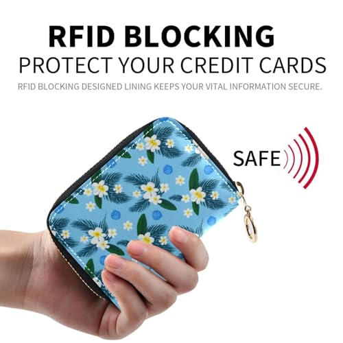 Women's Summer Flowers Floral Credit Card Holder Wallet Leather Zipper Card Case for Ladies Girls 203011563