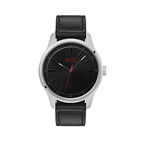 Preisvergleich Produktbild HUGO Herren Analog Quarz Uhr mit Leder Armband 1530018