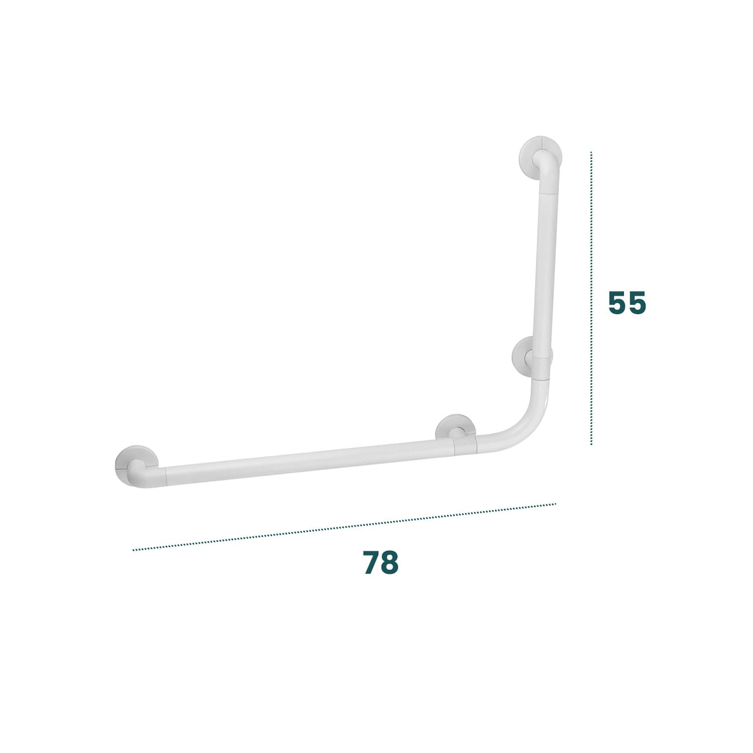 Maniglia di Sicurezza per Bagno - Maniglione di Sicurezza per Doccia e Vasca da Bagno, in Alluminio, 78x55.5x8.2cm, Bianco