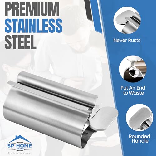 Image of The Original Toothpaste Squeezer Tube Roller Stainless Steel 2 Pieces Tube Squeezer Rollers, Saves Toothpaste, Creams, Puts an end to Waste - Simple and Practical (Silver) 2.4 inch Wide