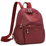 Hefullo Mini mochila feminina, bolsa de ombro estilosa, pequena e leve para o trabalho, viagem, faculdade, A- Vermelho vinho, Mini