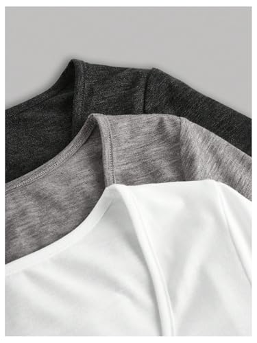 COZYEASE Girl's 4 Pack T Shirt Set Ruched Square Neck Tee Long Sleeve Slim Fit Casual Basic Tops3