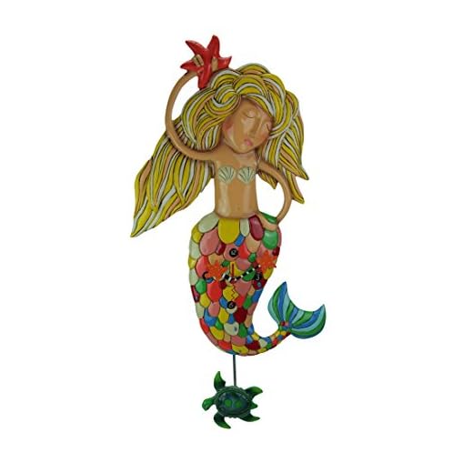 Allen Designs "Sirena" Extra-Large Whimsical Mermaid Pendulum Wall Clock