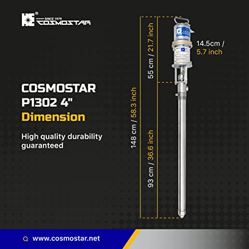 Cosmostar P1302 4" 5: 1 Pneumatic Piston Drum Pump (Sus304,55G) #TOP4
